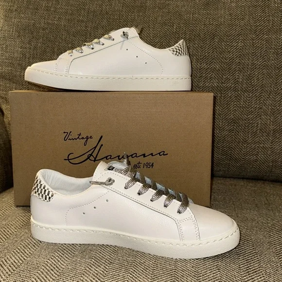 VINTAGE HAVANA Carla Women’s Sneakers Shoes White/Silver Shimmer NWT USA 8 - Picture 5 of 10
